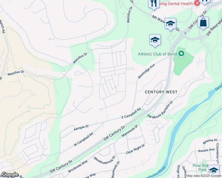 map of restaurants, bars, coffee shops, grocery stores, and more near 61438 Davis Lake Loop in Bend