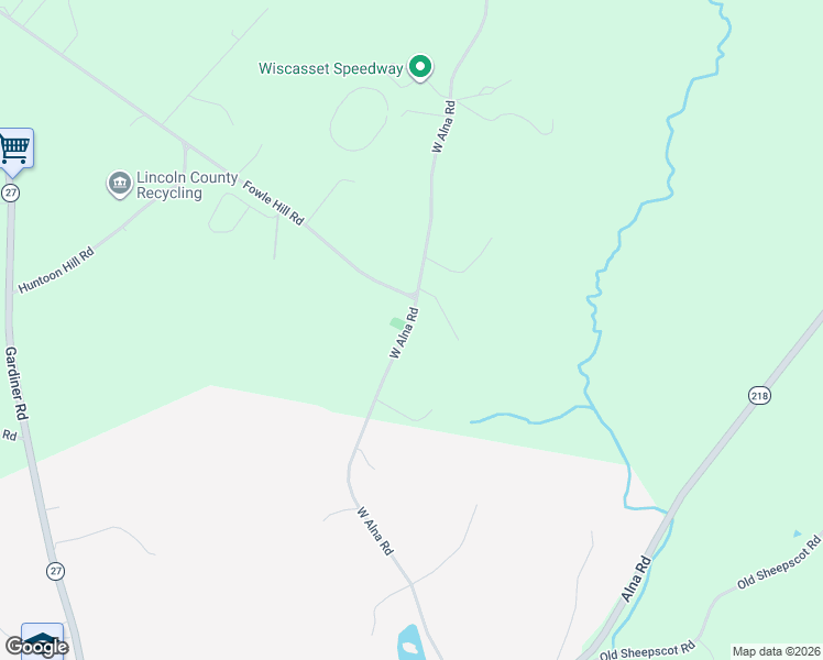 map of restaurants, bars, coffee shops, grocery stores, and more near 191 West Alna Road in Wiscasset