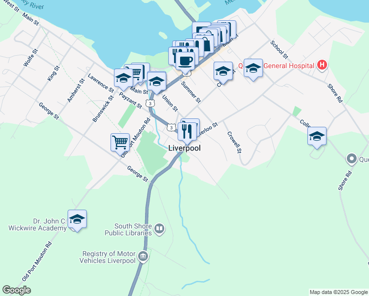 map of restaurants, bars, coffee shops, grocery stores, and more near in Liverpool