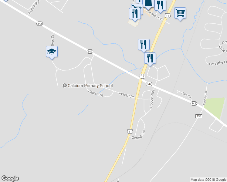 map of restaurants, bars, coffee shops, grocery stores, and more near 25586 James Street in Calcium