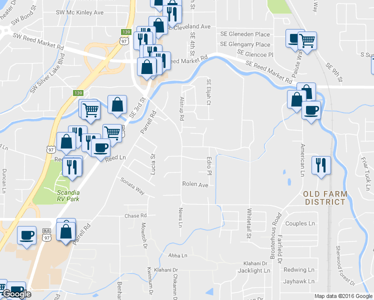 map of restaurants, bars, coffee shops, grocery stores, and more near 20467 Karch Drive in Bend