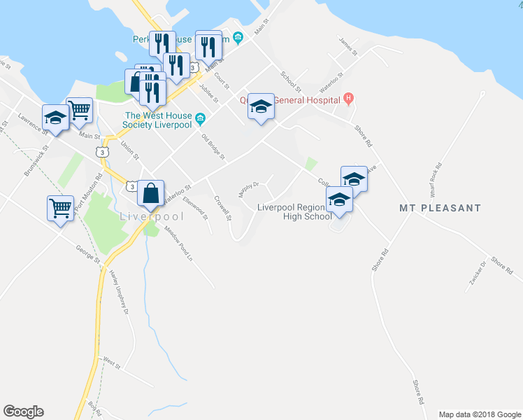map of restaurants, bars, coffee shops, grocery stores, and more near 39 Barss Street in Liverpool