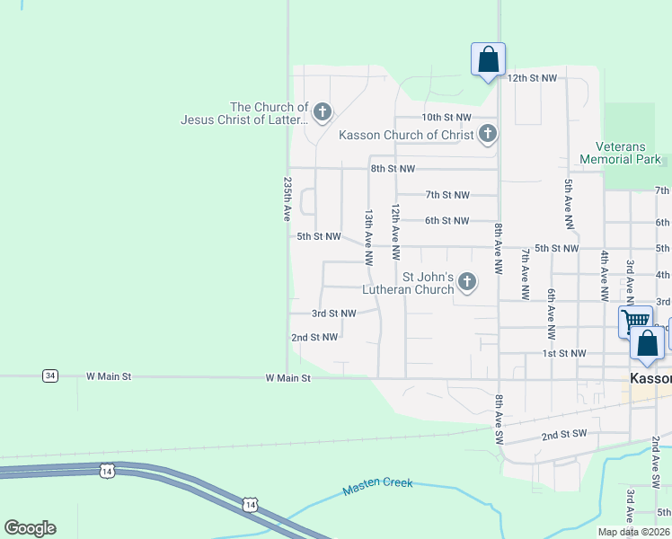 map of restaurants, bars, coffee shops, grocery stores, and more near 1401 4 1/2 Street Northwest in Kasson