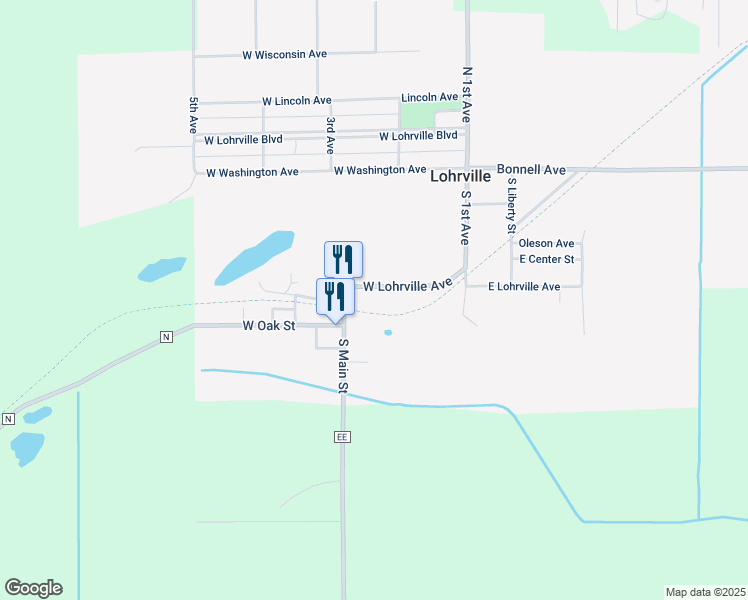 map of restaurants, bars, coffee shops, grocery stores, and more near 233 West Lohrville Avenue in Redgranite