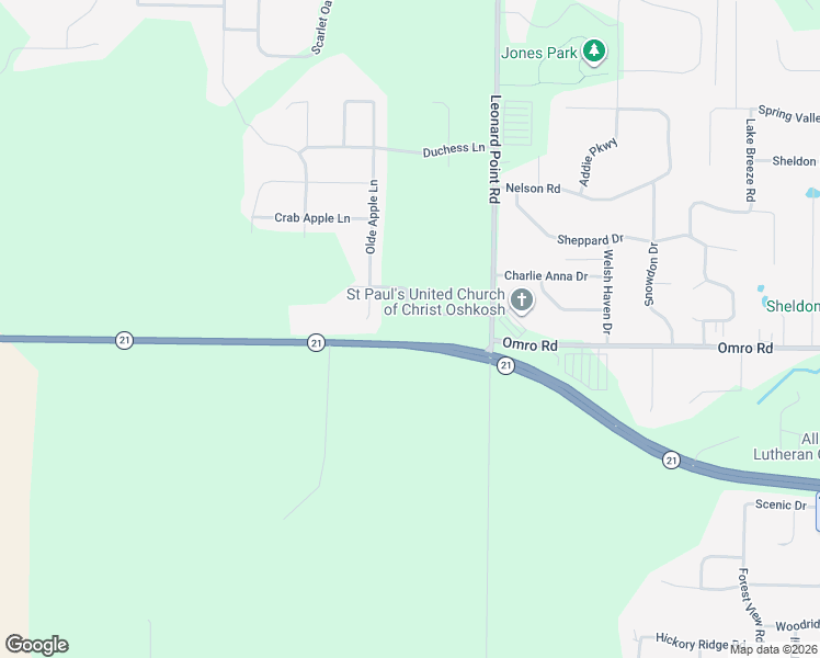 map of restaurants, bars, coffee shops, grocery stores, and more near 3722 Wisconsin 21 in Oshkosh