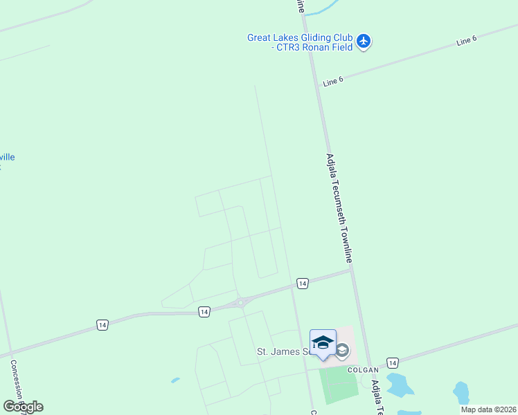 map of restaurants, bars, coffee shops, grocery stores, and more near 18 Hummingbird Grove in Adjala-Tosorontio
