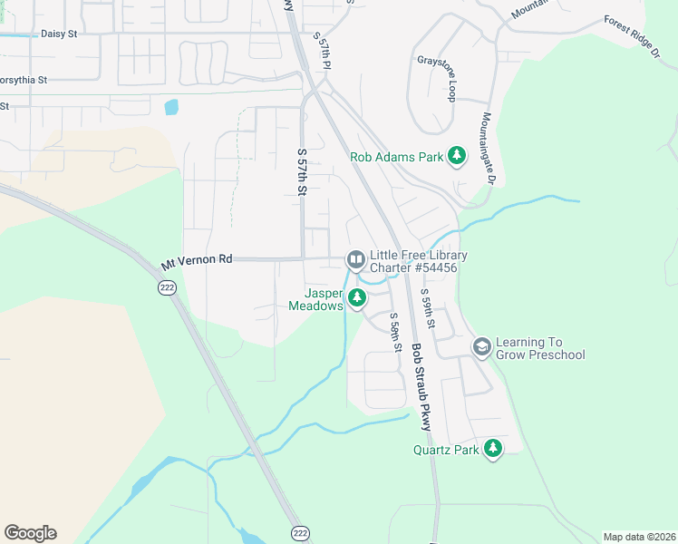 map of restaurants, bars, coffee shops, grocery stores, and more near 5725 Mount Vernon Road in Springfield