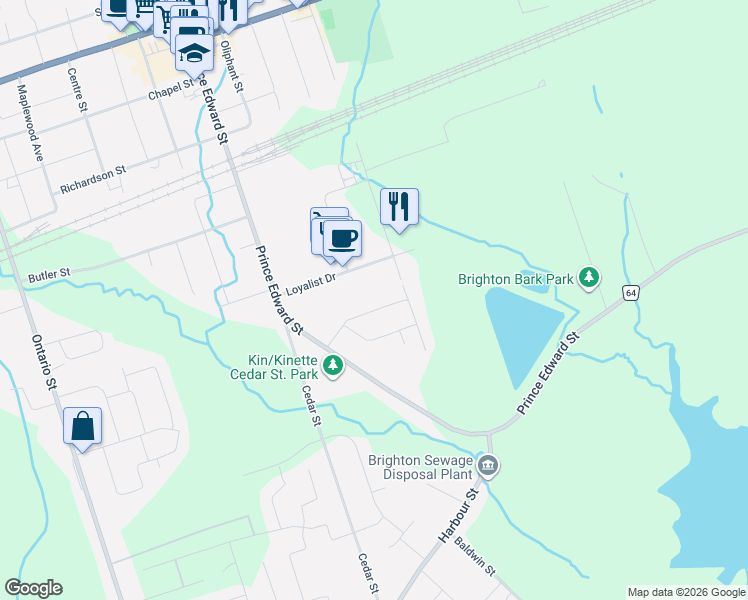 map of restaurants, bars, coffee shops, grocery stores, and more near 26 Stephen Street in Brighton