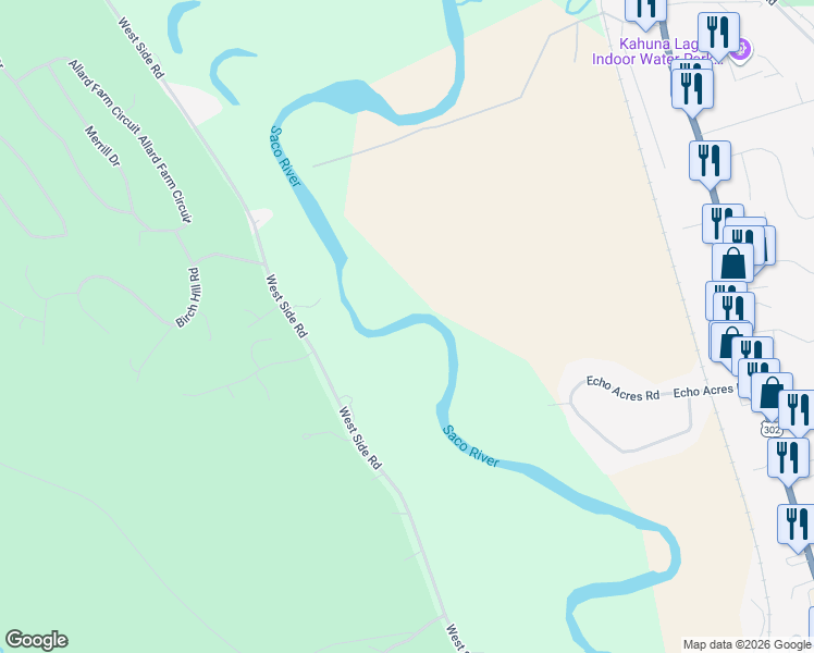 map of restaurants, bars, coffee shops, grocery stores, and more near 2105 West Side Road in Conway