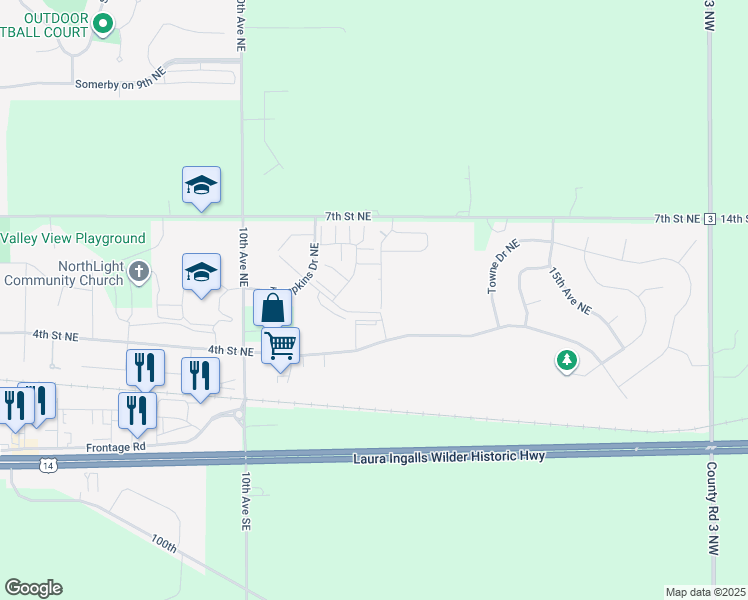 map of restaurants, bars, coffee shops, grocery stores, and more near 1202 Sundance Court Northeast in Byron