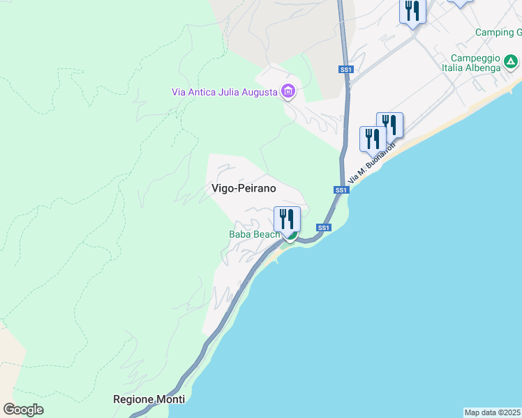 map of restaurants, bars, coffee shops, grocery stores, and more near Passeggiata Archeologica in Savona