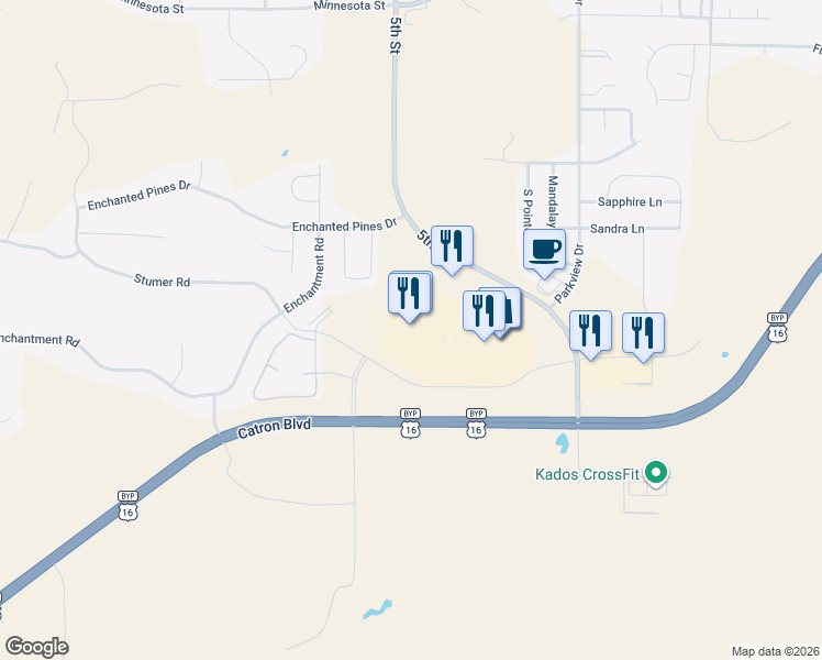 map of restaurants, bars, coffee shops, grocery stores, and more near 100 Stumer Road in Rapid City