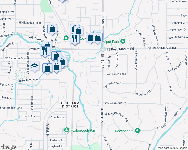 map of restaurants, bars, coffee shops, grocery stores, and more near 20780 Southeast Shea Court in Bend