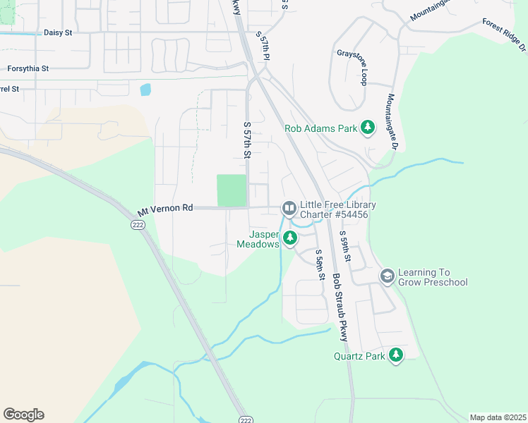 map of restaurants, bars, coffee shops, grocery stores, and more near 5725 Mount Vernon Road in Springfield