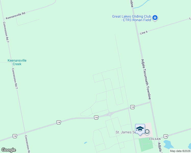 map of restaurants, bars, coffee shops, grocery stores, and more near 54 Sparrow Way in Adjala-Tosorontio