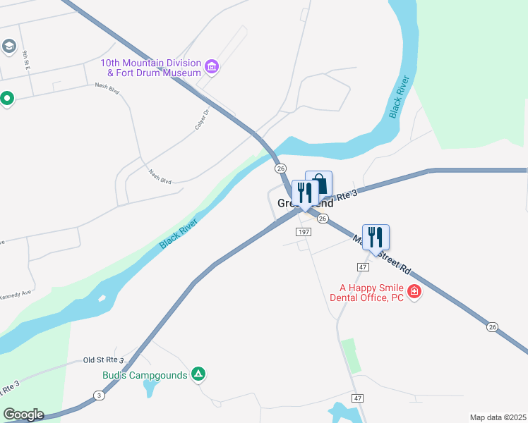 map of restaurants, bars, coffee shops, grocery stores, and more near 25153 Maiden Lane in Carthage