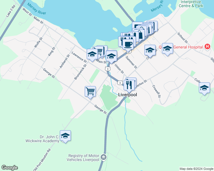 map of restaurants, bars, coffee shops, grocery stores, and more near 69 Old Port Mouton Road in Hunts Point