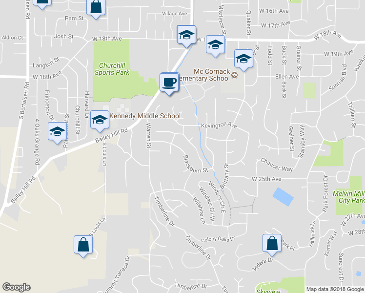 map of restaurants, bars, coffee shops, grocery stores, and more near 2476 Blackburn Street in Eugene