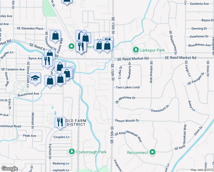 map of restaurants, bars, coffee shops, grocery stores, and more near 20803 Southeast Hollis Lane in Bend
