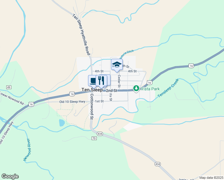 map of restaurants, bars, coffee shops, grocery stores, and more near 300 U.S. 16 in Ten Sleep