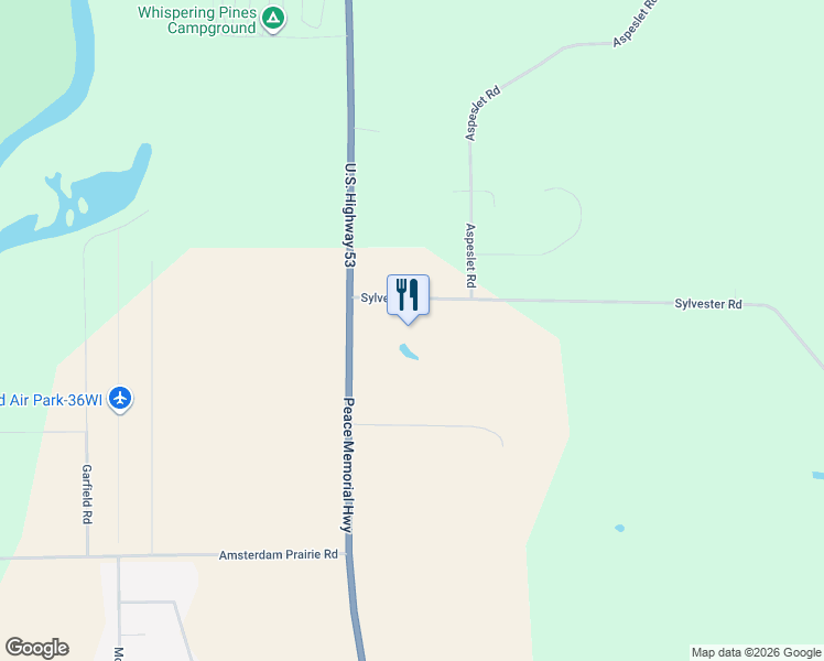 map of restaurants, bars, coffee shops, grocery stores, and more near W7665 Sylvester Road in Holmen