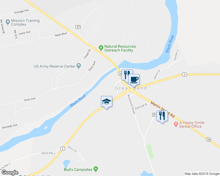 map of restaurants, bars, coffee shops, grocery stores, and more near 25185 Maiden Lane in Carthage
