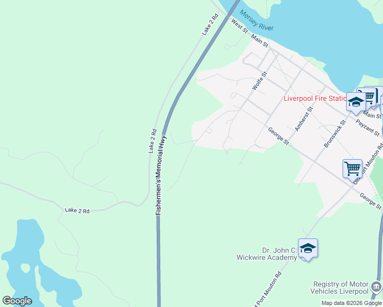 map of restaurants, bars, coffee shops, grocery stores, and more near 65 Town Lake Road in Liverpool