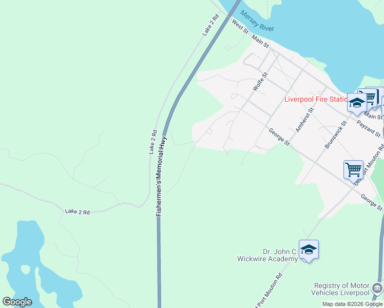 map of restaurants, bars, coffee shops, grocery stores, and more near 65 Town Lake Road in Liverpool