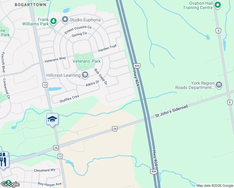 map of restaurants, bars, coffee shops, grocery stores, and more near 29 Sikura Circle in Aurora