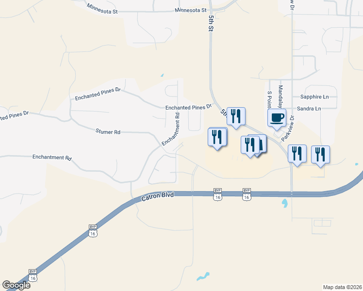 map of restaurants, bars, coffee shops, grocery stores, and more near 230 East Stumer Road in Rapid City