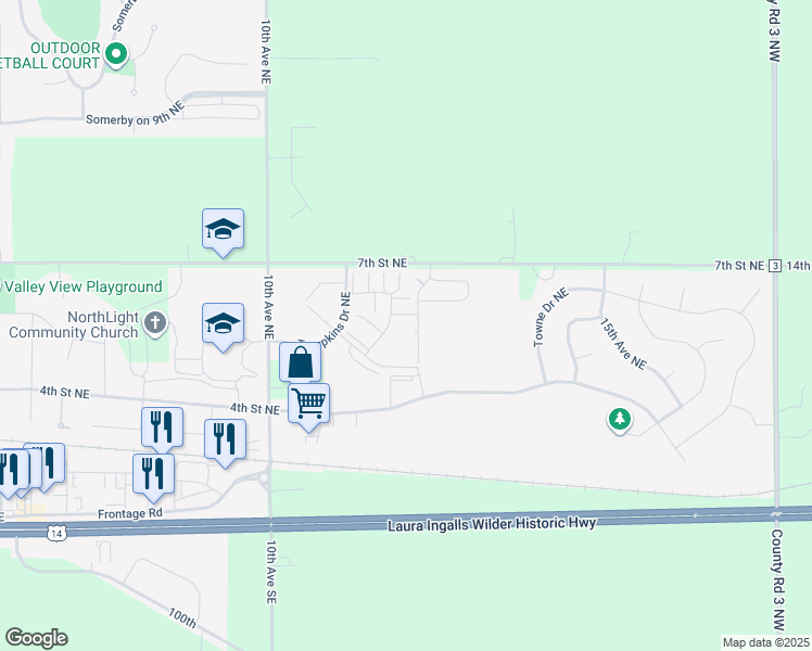 map of restaurants, bars, coffee shops, grocery stores, and more near 551 Byron Main Court Northeast in Byron