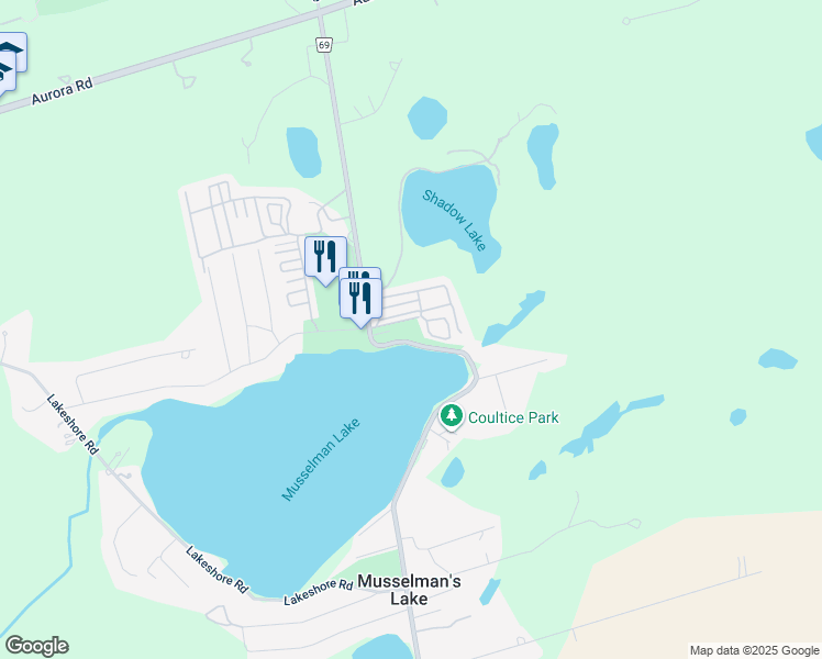 map of restaurants, bars, coffee shops, grocery stores, and more near 15 Evans Drive in Whitchurch-Stouffville