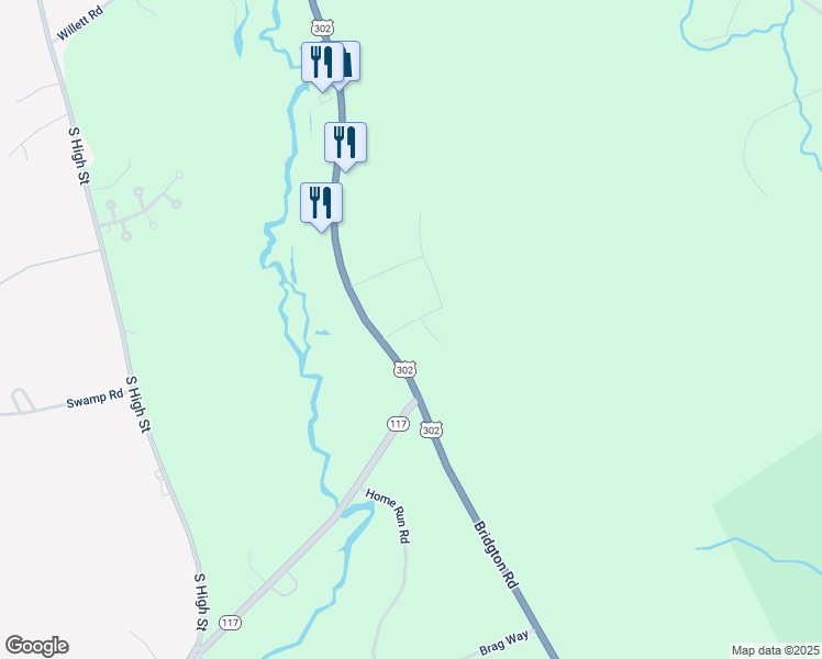 map of restaurants, bars, coffee shops, grocery stores, and more near 300 Portland Road in Bridgton