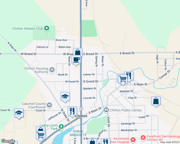 map of restaurants, bars, coffee shops, grocery stores, and more near 49 Lehner Street in Chilton