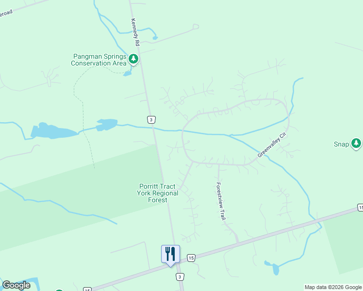 map of restaurants, bars, coffee shops, grocery stores, and more near 1 Foxlair Court in Newmarket