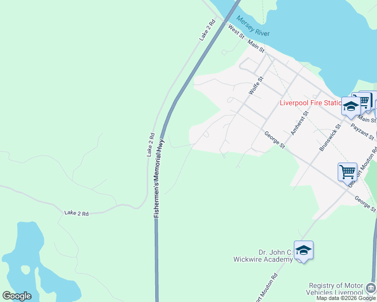 map of restaurants, bars, coffee shops, grocery stores, and more near 2 Town Lake Road in Liverpool