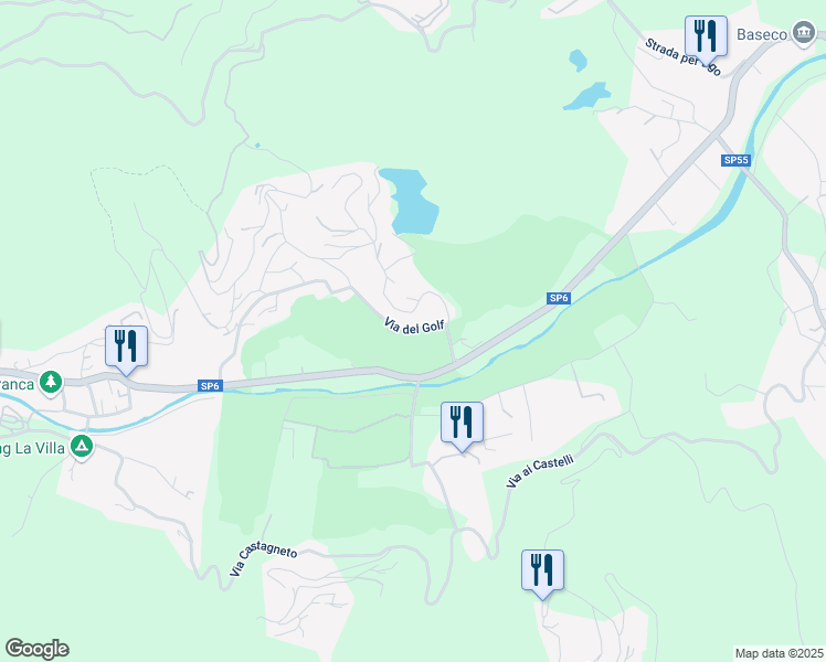 map of restaurants, bars, coffee shops, grocery stores, and more near 36 Via del Golf in Garlenda