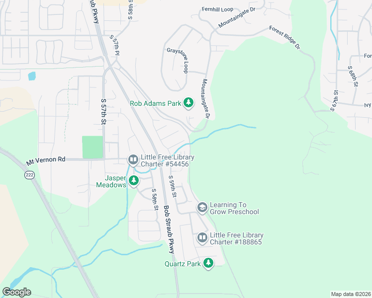 map of restaurants, bars, coffee shops, grocery stores, and more near 5958 Mount Vernon Road in Springfield