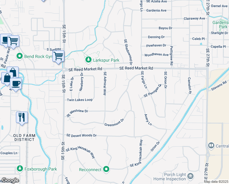 map of restaurants, bars, coffee shops, grocery stores, and more near 20954 Southeast Westview Drive in Bend