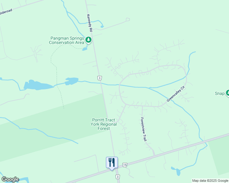 map of restaurants, bars, coffee shops, grocery stores, and more near 1 Foxlair Court in Newmarket