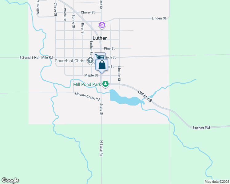 map of restaurants, bars, coffee shops, grocery stores, and more near 112 Lincoln Street in Luther