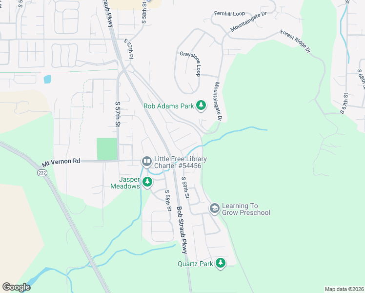 map of restaurants, bars, coffee shops, grocery stores, and more near 5950 Kalmia Lane in Springfield