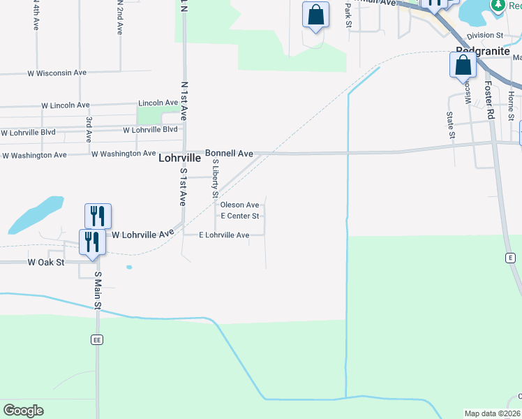 map of restaurants, bars, coffee shops, grocery stores, and more near 274 East Center Street in Redgranite