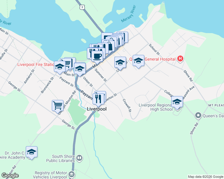 map of restaurants, bars, coffee shops, grocery stores, and more near 11 Zwicker Avenue in Liverpool