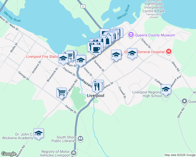 map of restaurants, bars, coffee shops, grocery stores, and more near 278 Church Street in Liverpool