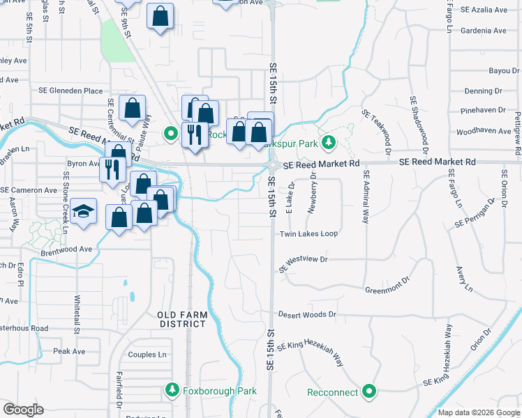 map of restaurants, bars, coffee shops, grocery stores, and more near 20801 Southeast Iron Horse Lane in Bend
