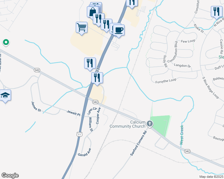 map of restaurants, bars, coffee shops, grocery stores, and more near 25366 Virginia Smith Drive in Calcium