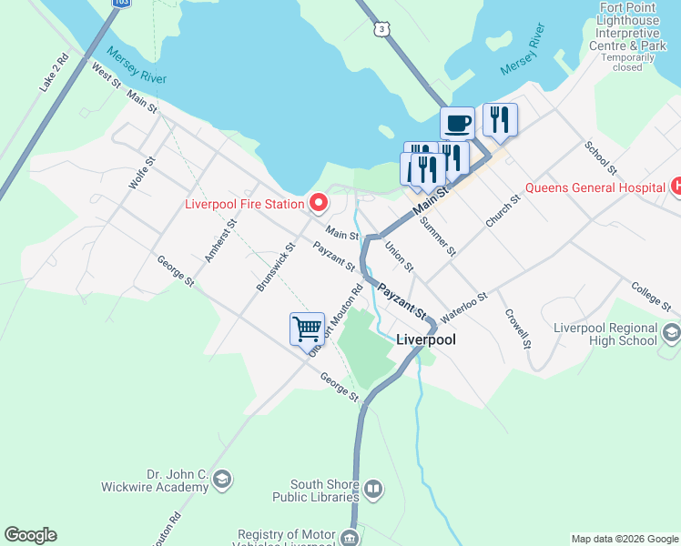 map of restaurants, bars, coffee shops, grocery stores, and more near 41 Lawrence Street in Liverpool