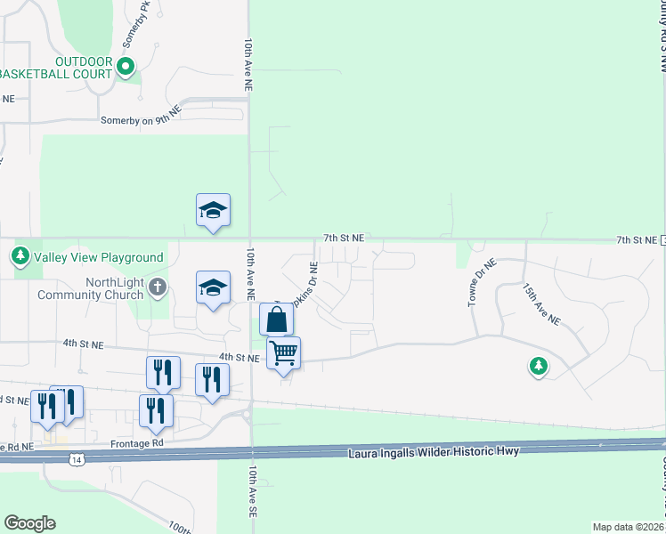 map of restaurants, bars, coffee shops, grocery stores, and more near 692 Stone Haven Drive Northeast in Byron