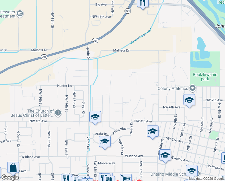 map of restaurants, bars, coffee shops, grocery stores, and more near 732 Reiter Drive in Ontario